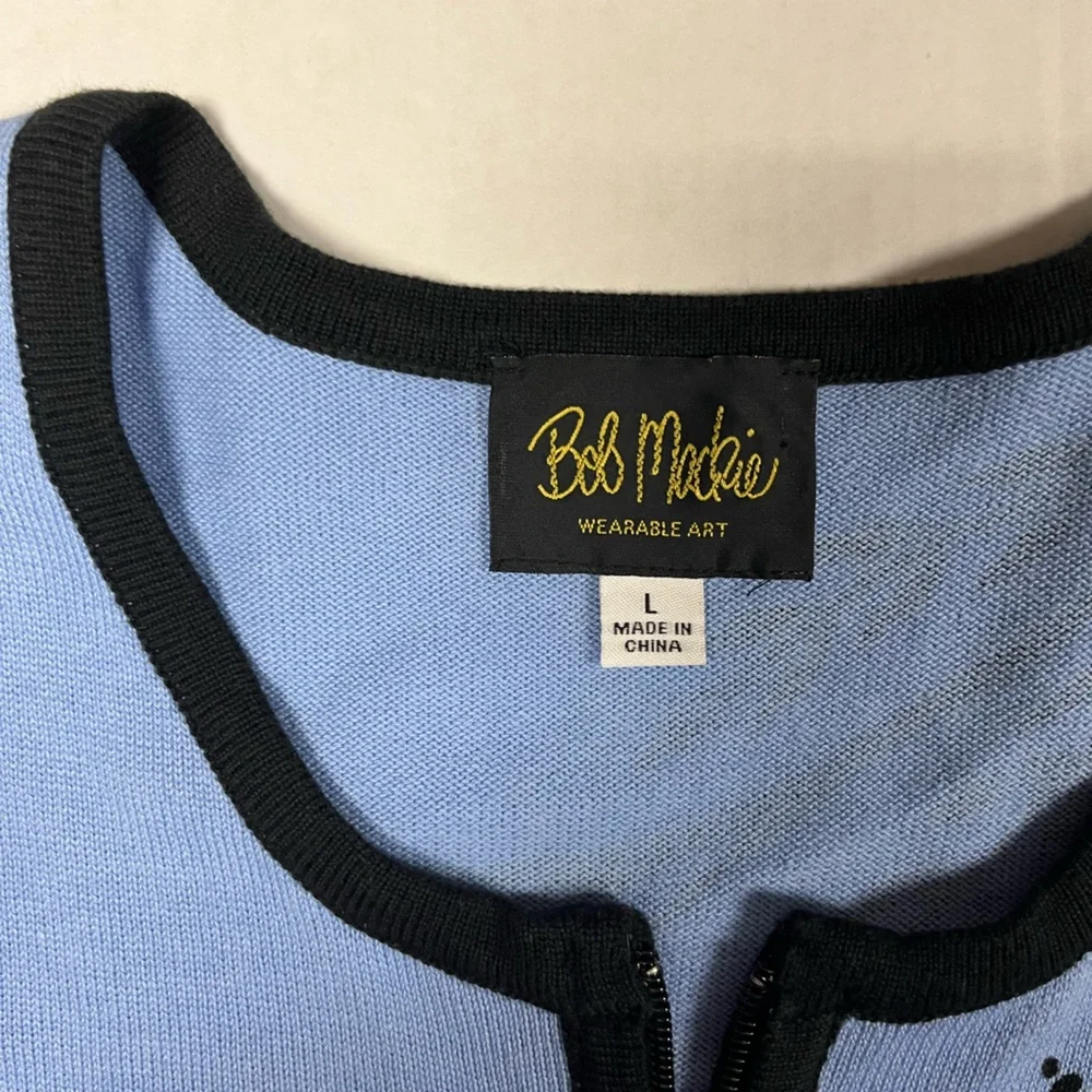 Bob Mackie Blue and Black Cardigan Women Large - Picture 4 of 9